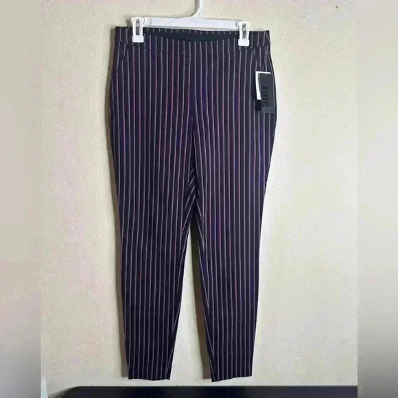 Eric Casual Striped navy/wine Dress Pants Womens Size 10 New with Tags - Picture 1 of 5